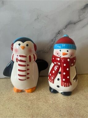 Penguin & Snowman Salt & Pepper Shakers Winter Christmas